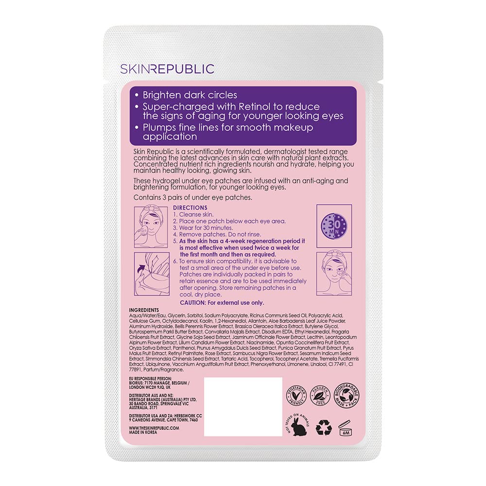 Skin Republic Retinol Hydrogel Under Eye Patches (3 Pairs) | Reduces Wrinkles, Dark Circles & Puffiness 9