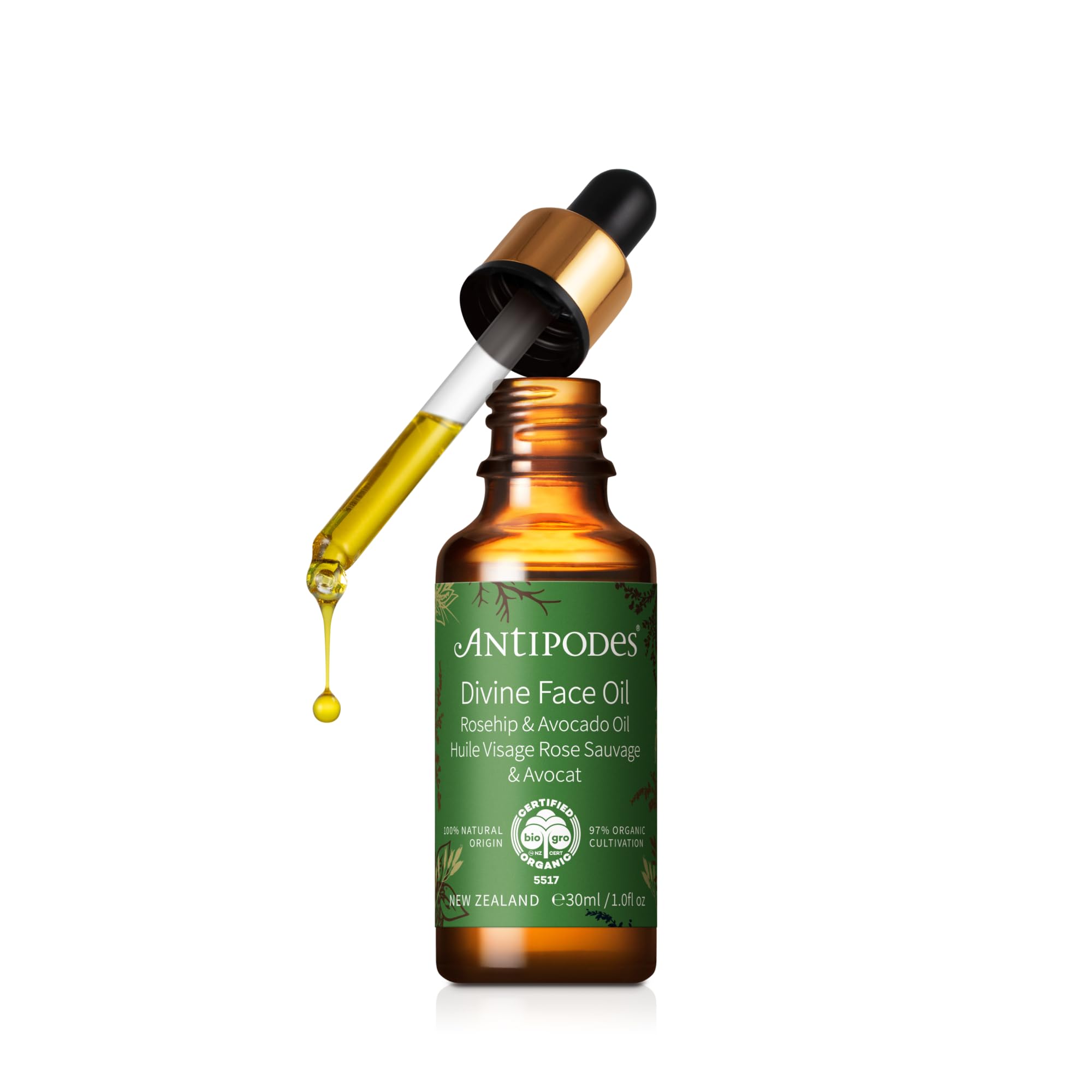 Antipodes Divine Face Oil with Rosehip & Avocado Oil for Anti-Aging and Dry Skin