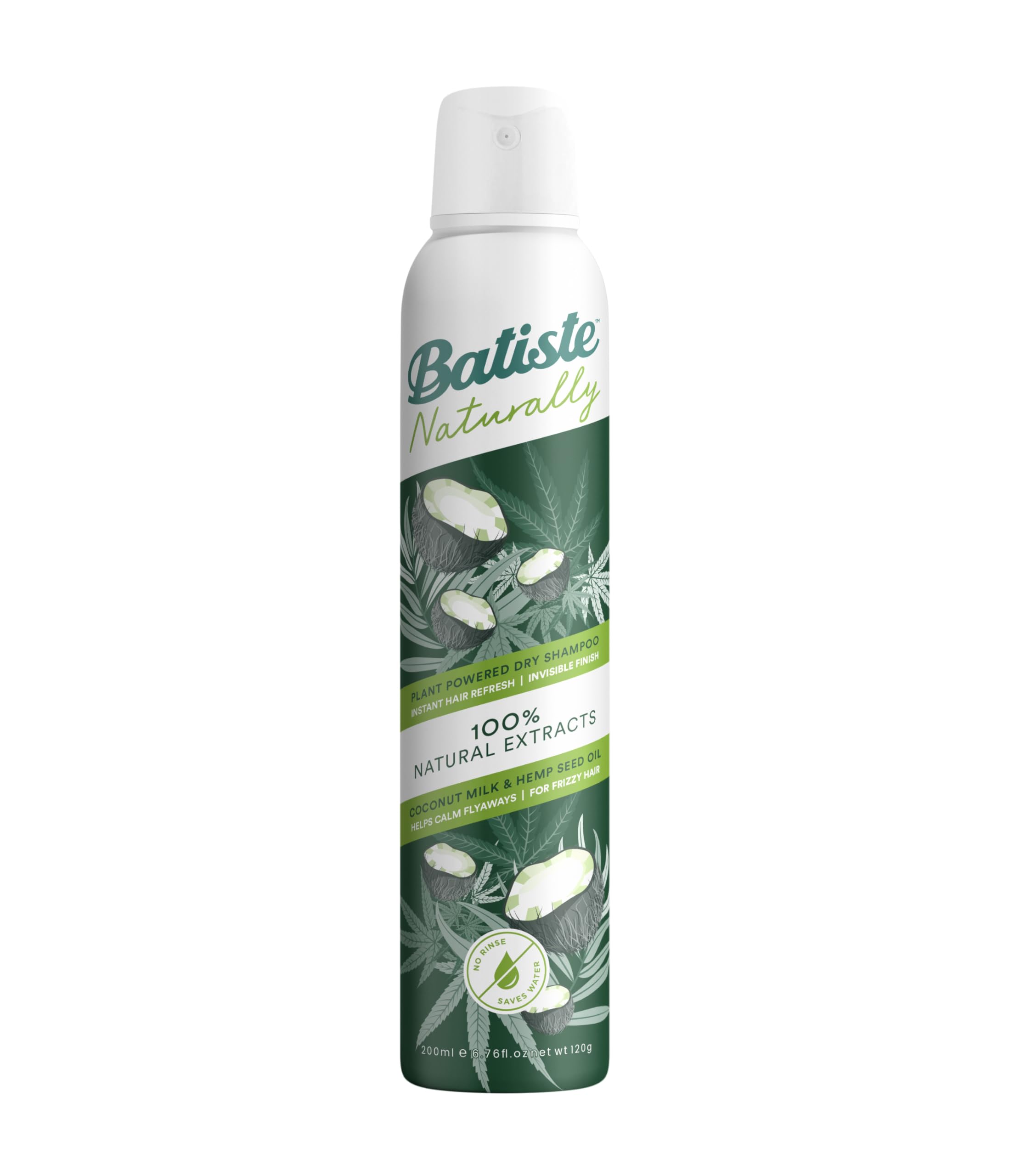Batiste Naturally Coconut Milk & Hemp Seed Oil Dry Shampoo for Instant Refreshment 200ml