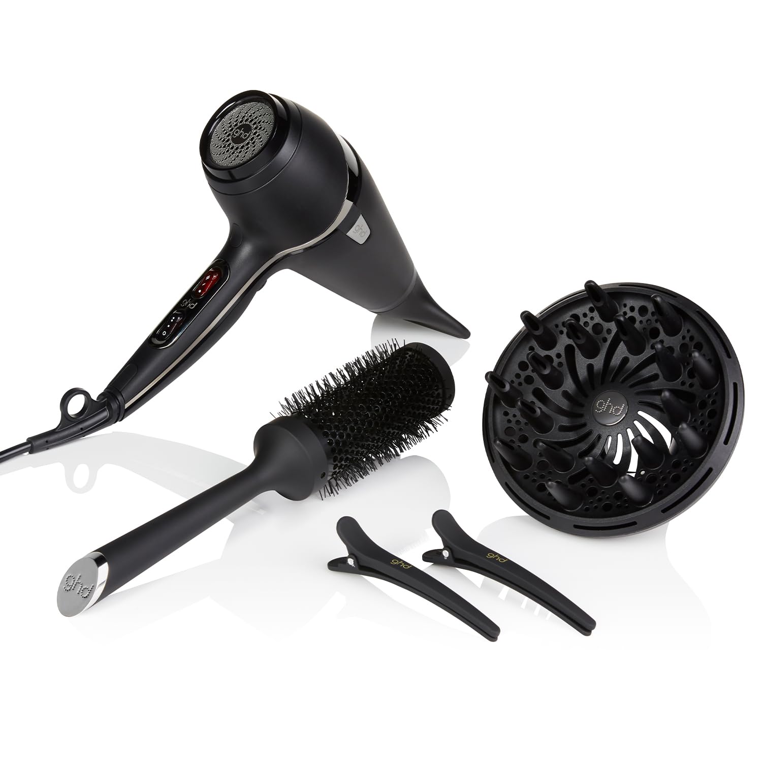 ghd Air Kit Hair Dryer with Diffuser, Ceramic Radial Brush, Concentrator Nozzle and Clips - Salon-Finish