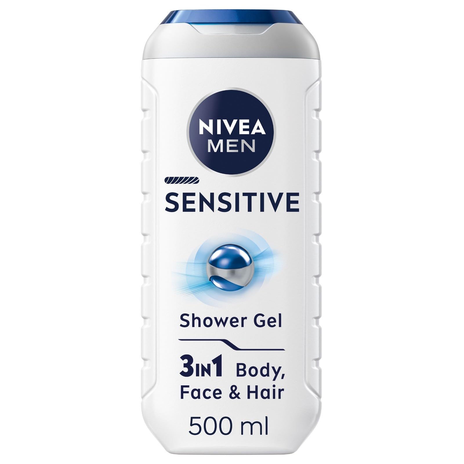 NIVEA MEN Sensitive Shower Gel 500 ml - Alcohol-Free Body, Face & Hair Wash
