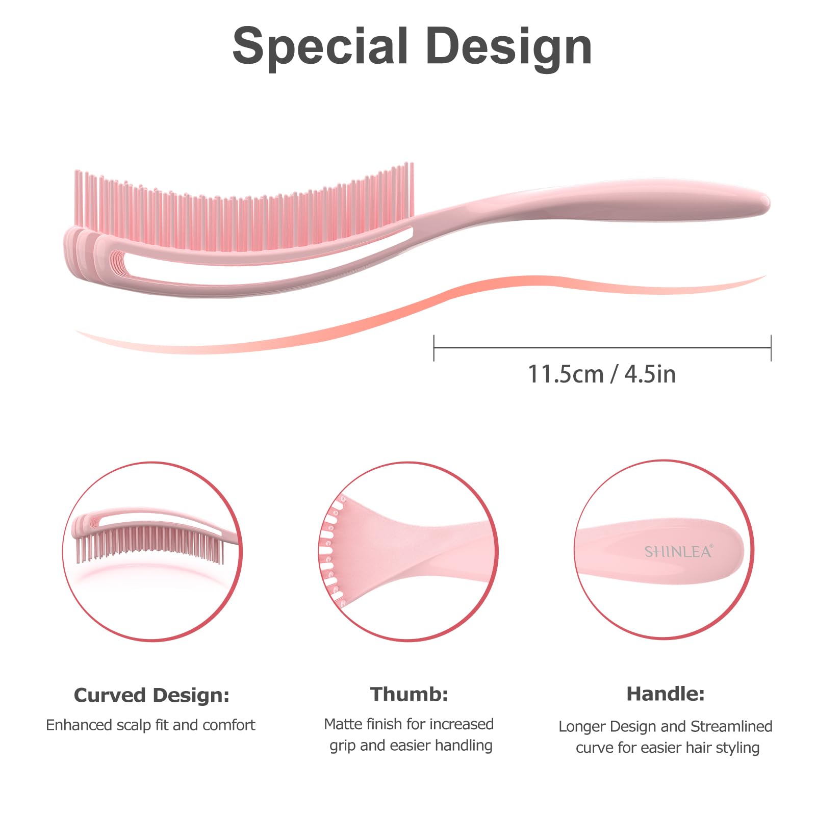 SHINLEA 2 Pcs Detangle Hair Brush Set for Wet & Dry Hair - Reduces Breakage 3