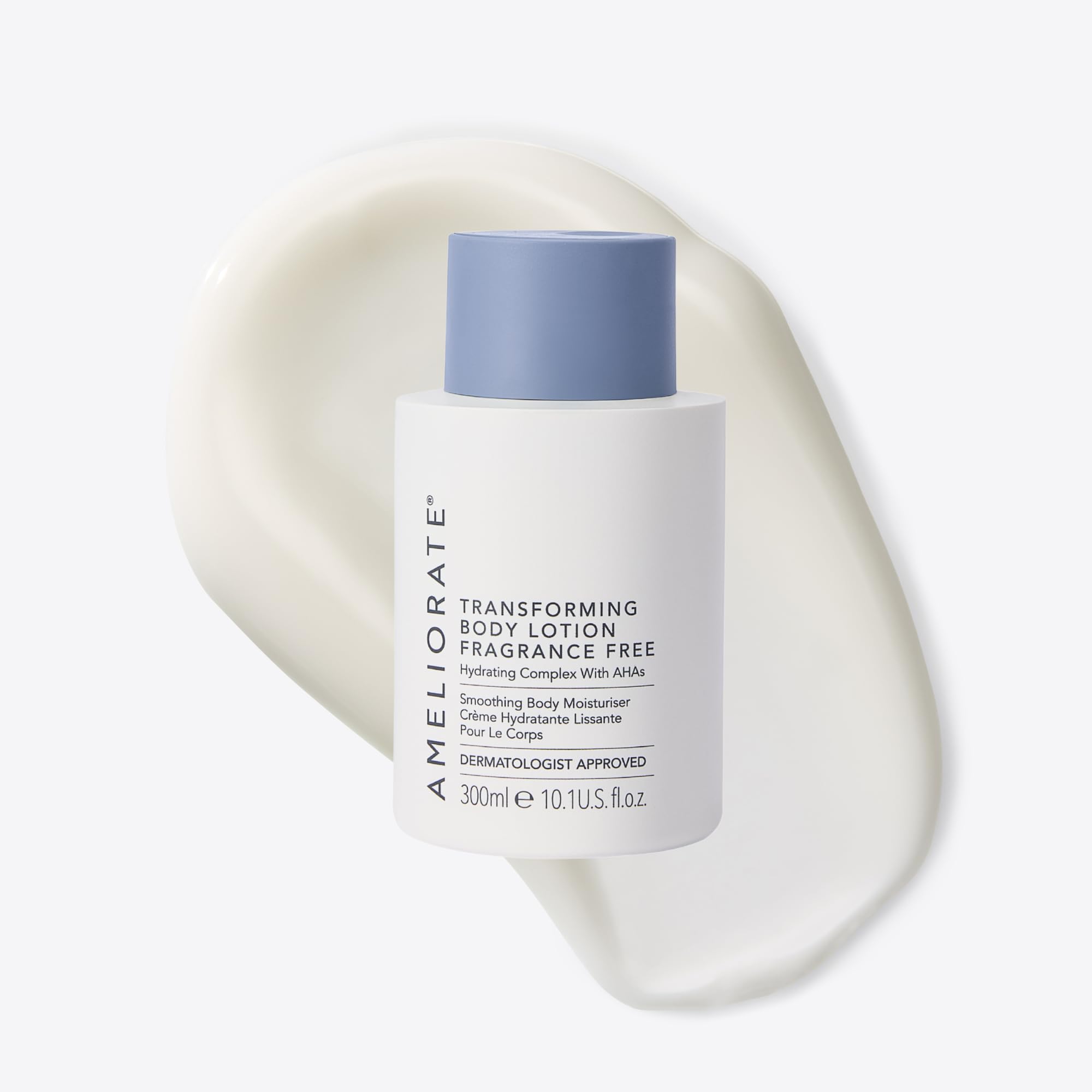 AMELIORATE Transformierende Körperlotion, parfümfrei, 300 ml, für Keratosis Pilaris (KP), raue, unebene Haut und eingewachsene Haare | Peeling-Feuchtigkeitscreme mit Milchsäure (AHA) | Dermatologisch getestet