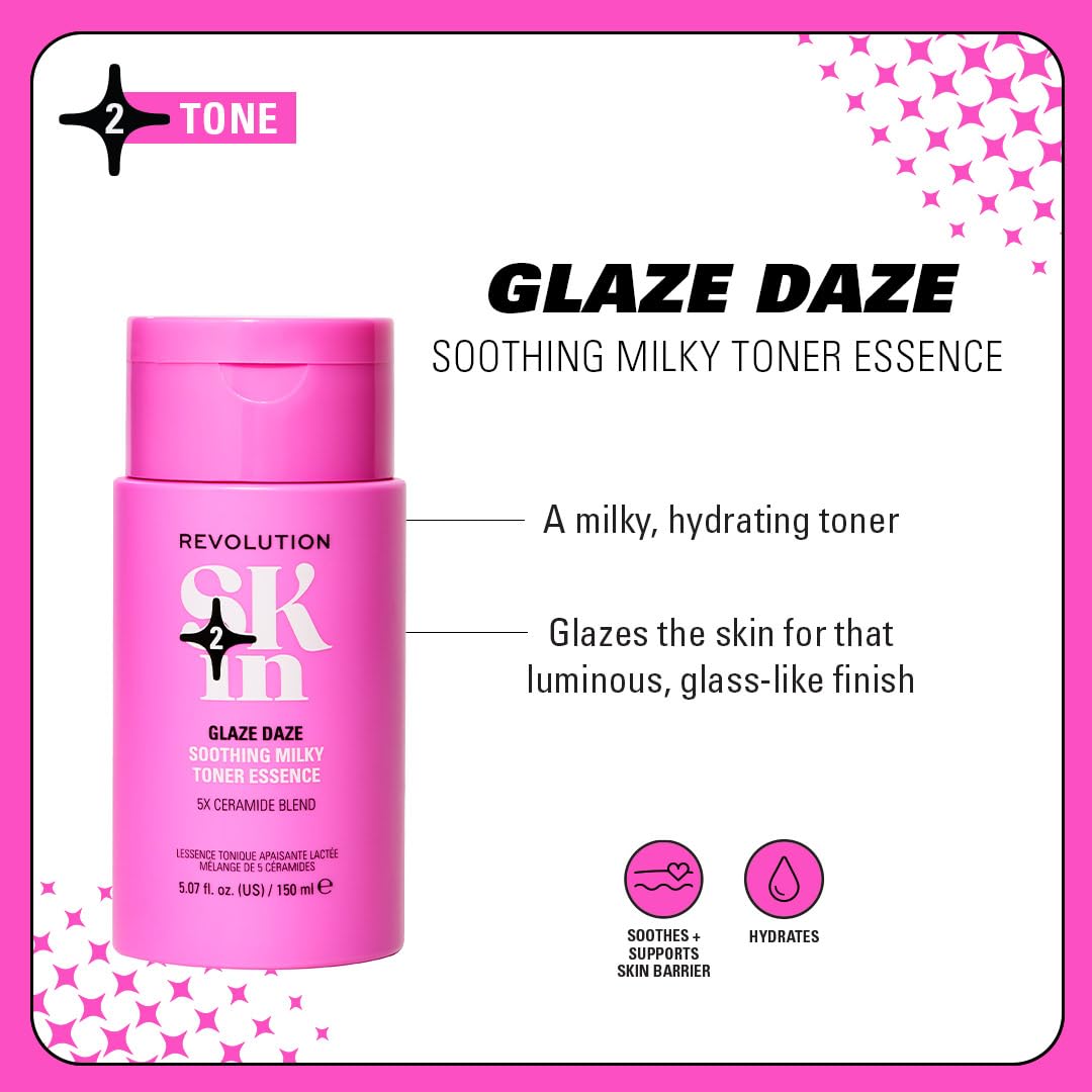 Revolution Skincare Glaze Daze Ceramide Soothing Milky Toner Essence for Radiant Glow