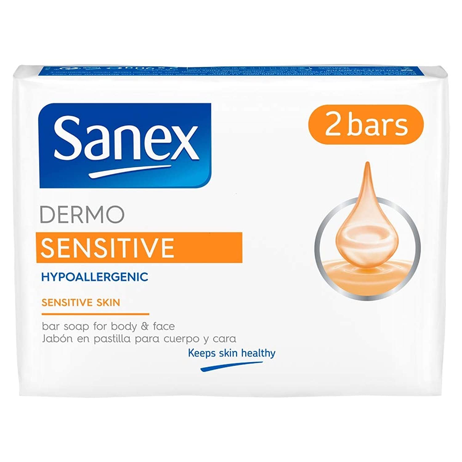 Sanex Dermo Sensitive Skin Hypoallergenic Bar Soap (90g, 2 Pack)
