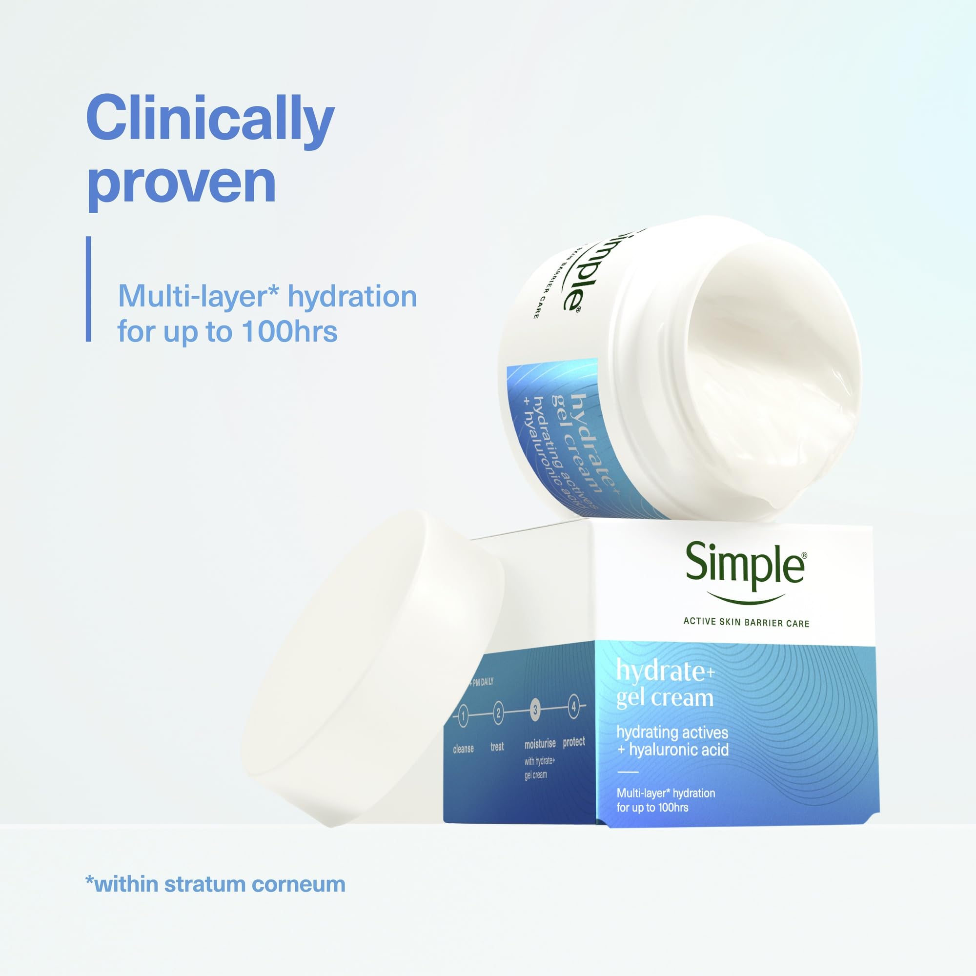 Simple Hydrate+ Gesichtscreme mit feuchtigkeitsspendenden Wirkstoffen und Hyaluronsäure für 3