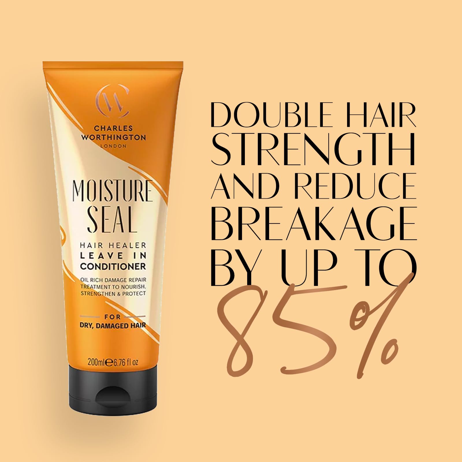 Charles Worthington Moisture Seal Leave-In Conditioner für trockenes und krauses Haar, 200 ml – Pflege ohne Ausspülen für geschmeidigeres Haar 2