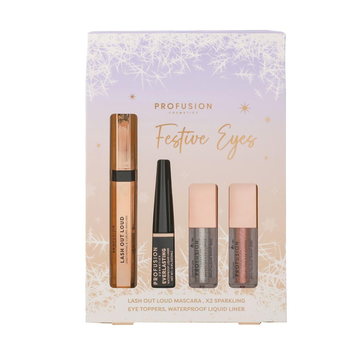 Profusion Cosmetics Festive Eye Kit with Liquid Eyeshadow, Eyeliner, and Mascara