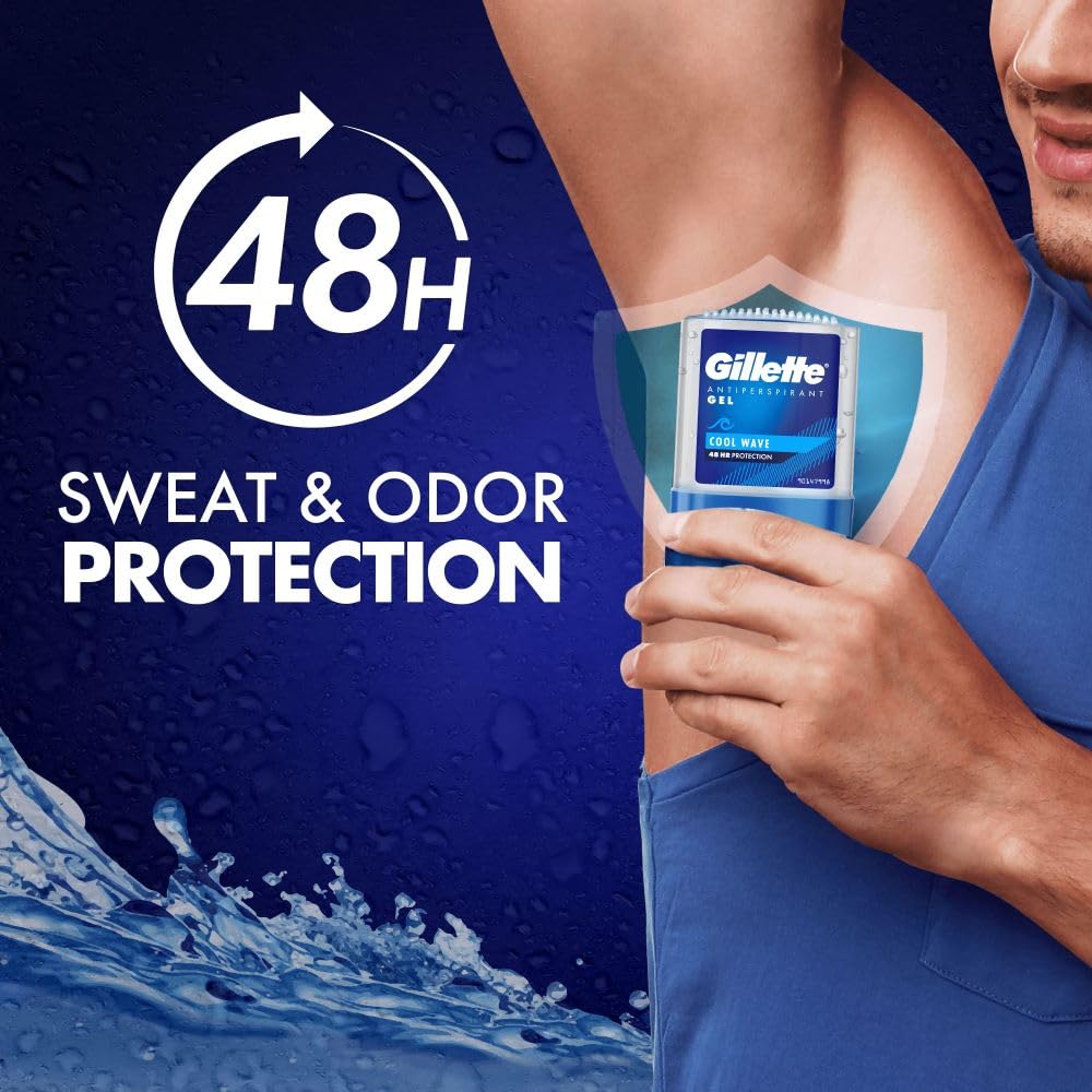 Gillette Clear Gel Cool Wave Antitranspirant-Deodorant für Männer 70 ml, 48 Stunden unsichtbarer Schutz vor Schweiß und Geruch, unsichtbar (6er-Pack)