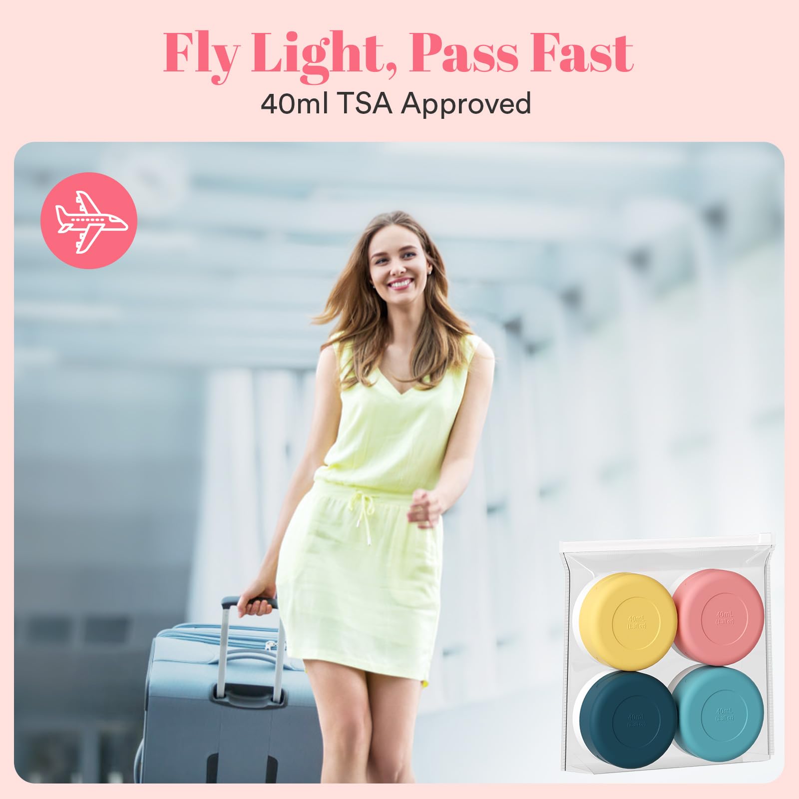 Euqvunn 40ml Silicone Travel Containers for Toiletries with Leak-Resistant Lids 3