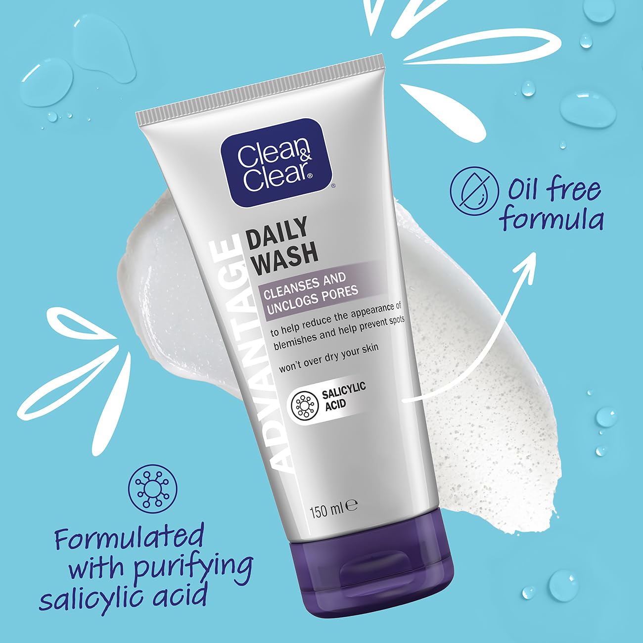 Clean &amp; Clear Advantage Schnellwirkende tägliche Waschlotion 150 ml