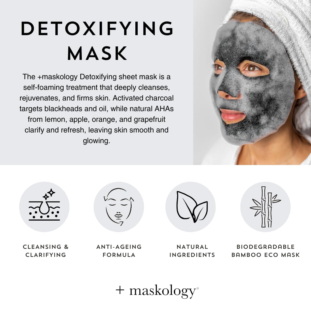 MASKOLOGY Detoxifying Professional Sheet Bubble Mask with Activated Charcoal - Pack of 1 4