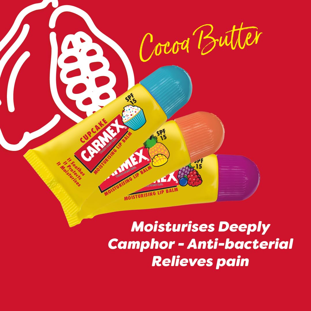 Carmex Minis Scented Lip Balms SPF 15, 3-Pack (Cherry, Strawberry, Pineapple Mint) 6