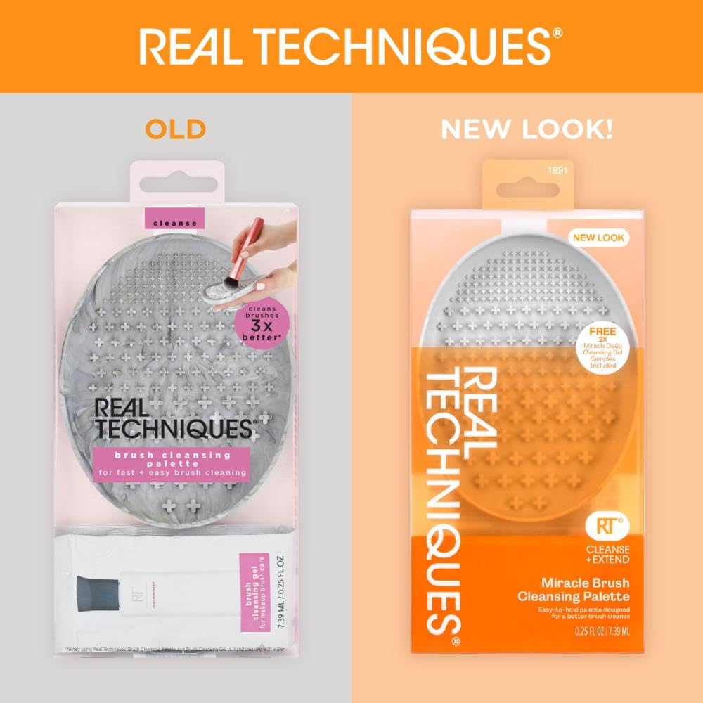 Real Techniques Miracle Brush Cleansing Palette with Silicone Ridges for Deep Cleaning
