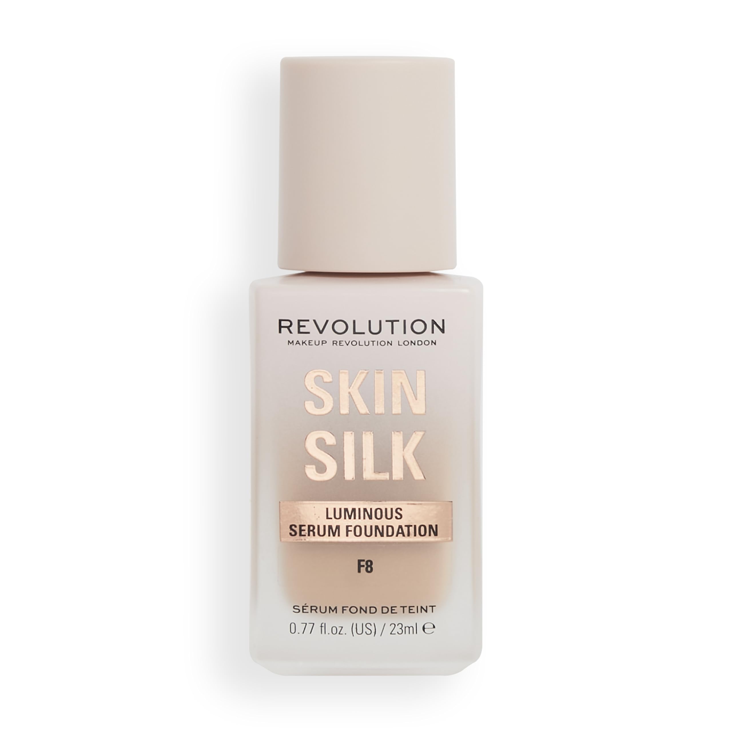Makeup Revolution Skin Silk Serum Foundation F8 Light to Medium Coverage with Hyaluronic Acid 23ml 8