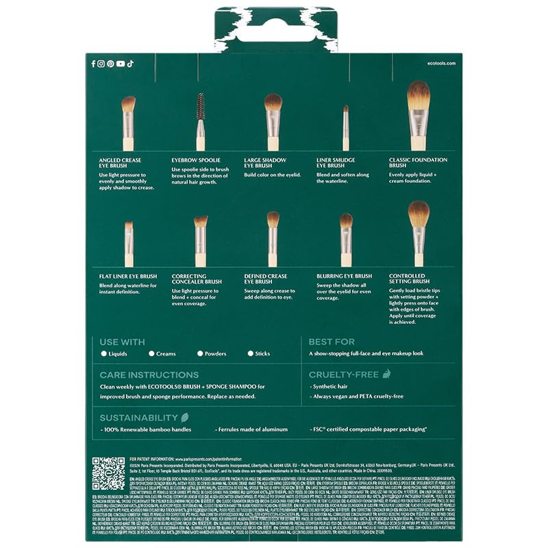 EcoTools Natural Beauty 10 Piece Vegan Makeup Brush Set for Full Face Application 3