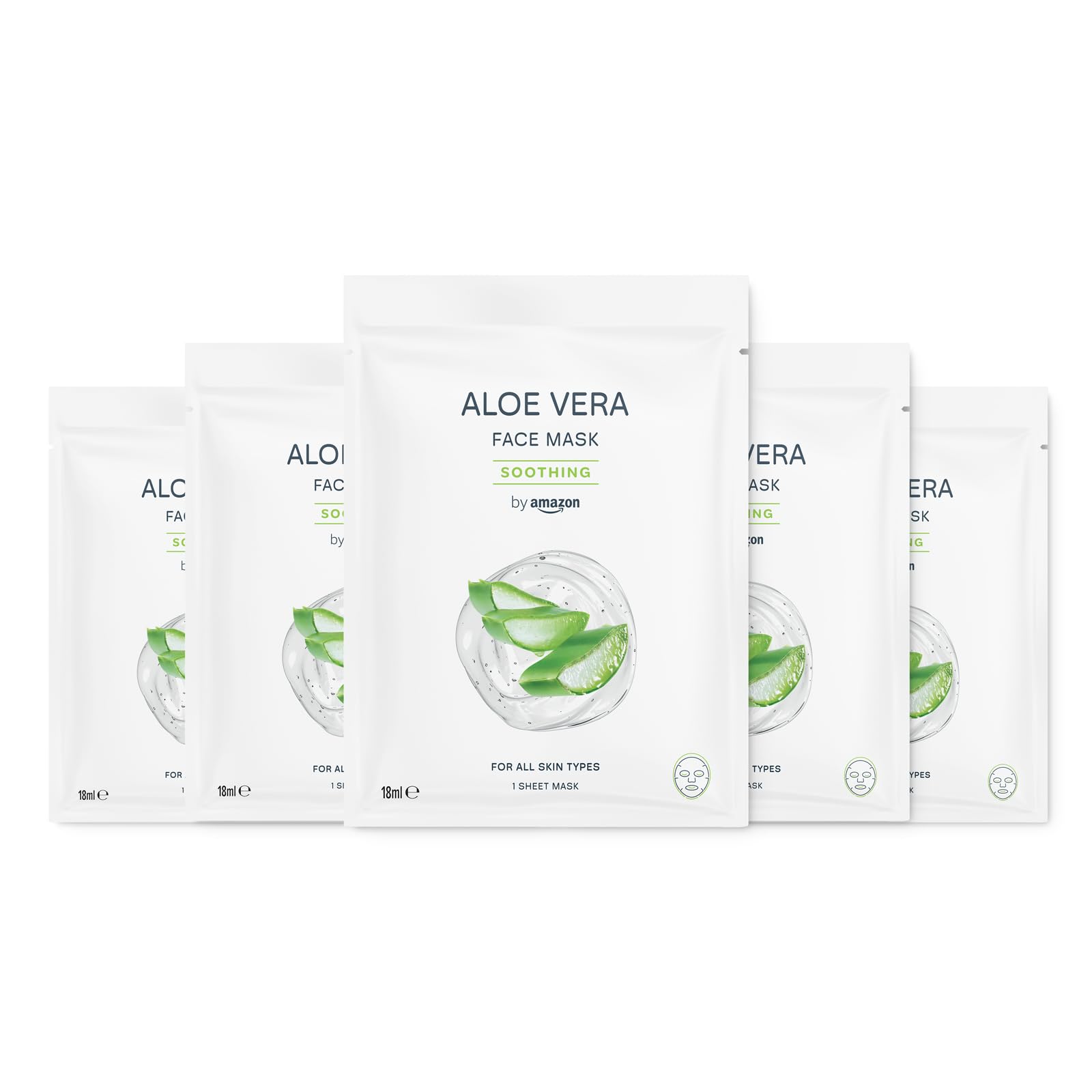 by Amazon Soothing Aloe Vera Face Sheet Mask, 5 Pack for Rejuvenated Skin