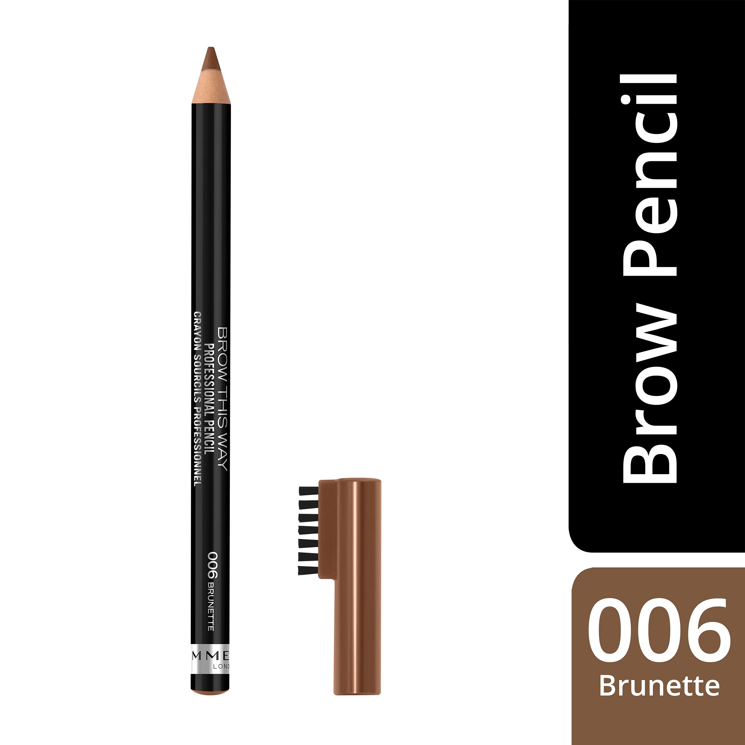 Rimmel London Brow This Way Professional Pencil - 006 Brunette Eyebrow Definer with Built-in Brush 4