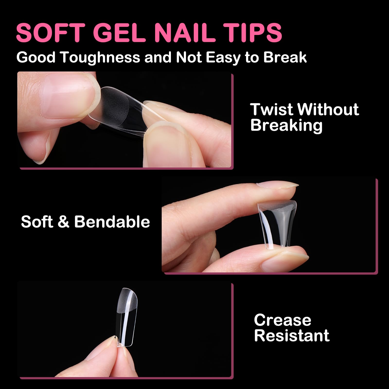 Diboniur Medium Square Full Cover Nail Tips - 550PCS in 11 Sizes, Half Matte Finish 5