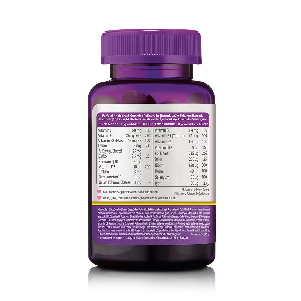 Perfectil Hair Crush Vegan Hair Vitamins - 60 Chewable Gummies for Hair Growth 4