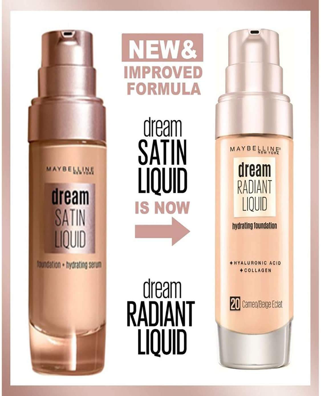 Maybelline Dream Radiant Liquid Hydrating Foundation with Hyaluronic Acid & Collagen - 48 Sun Beige