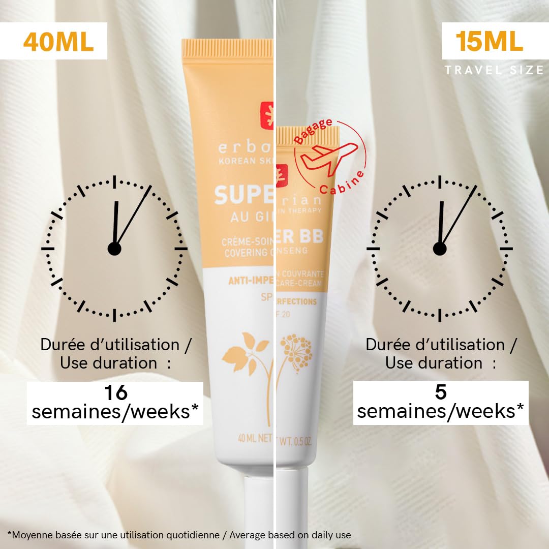 Erborian – Super BB Cream mit Ginseng – Hochdeckende getönte Gesichtspflege gegen Unreinheiten – Korrigiert und perfektioniert den Teint – Sonnenschutz LSF 20 – Koreanische Kosmetik – 15 ml 8