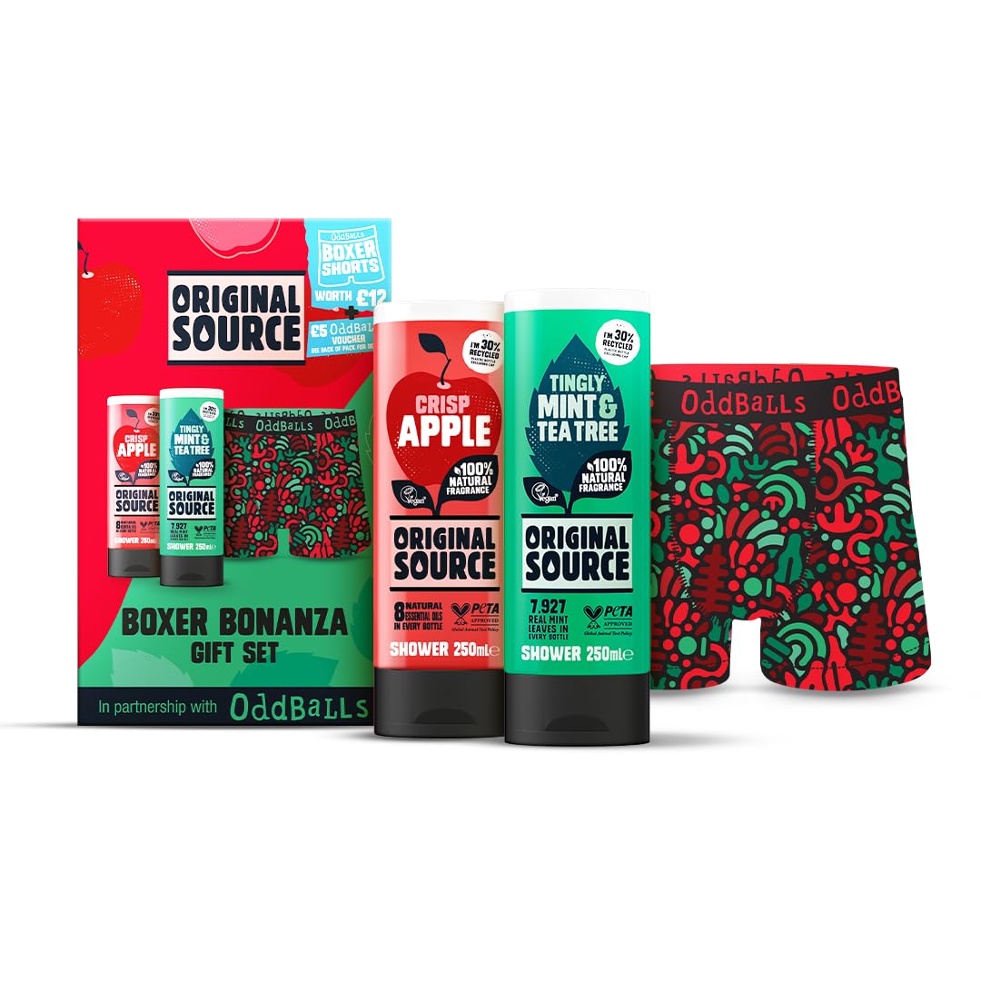 Original Source x Oddballs Boxer Bonanza Gift Set: Crisp Apple & Mint Tea Tree Washes