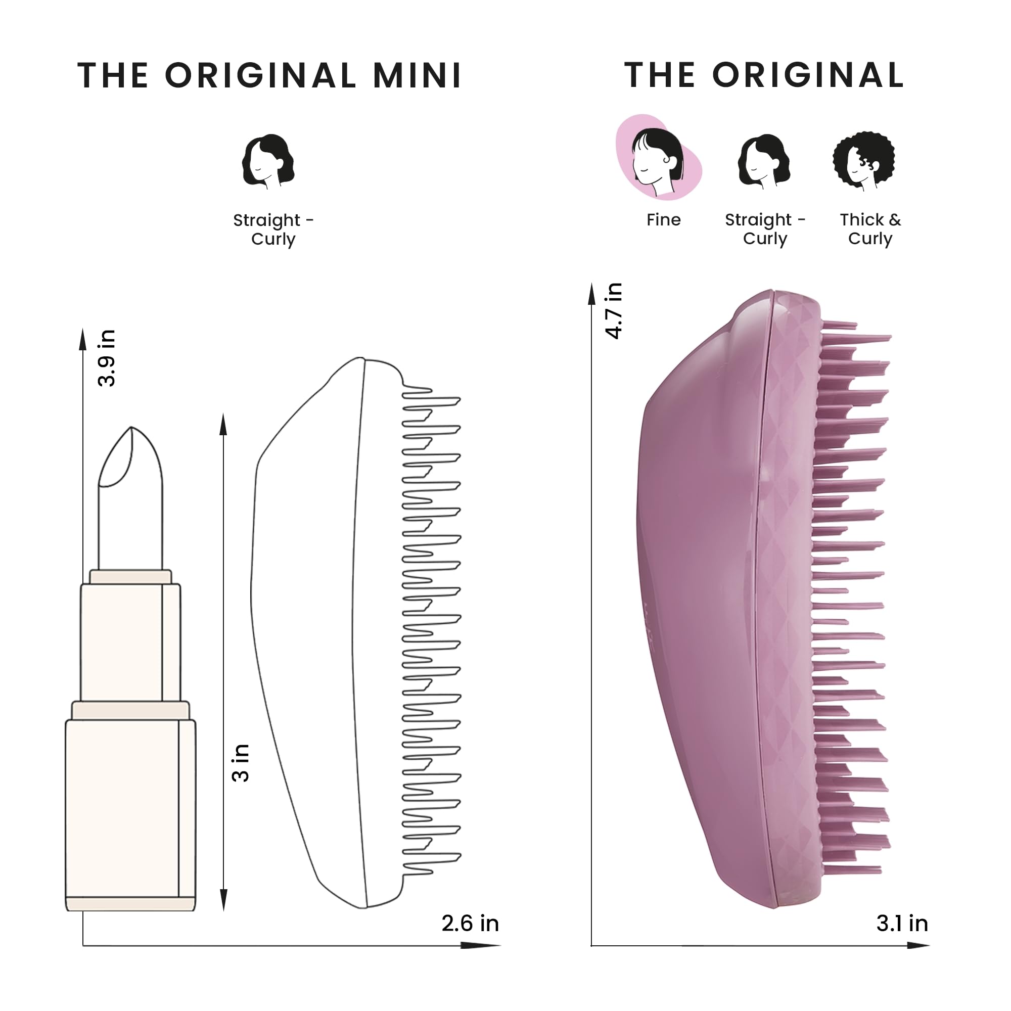 Tangle Teezer Fine & Fragile Hairbrush for Quick Detangling Wet & Dry Hair - Dark Mauve 7