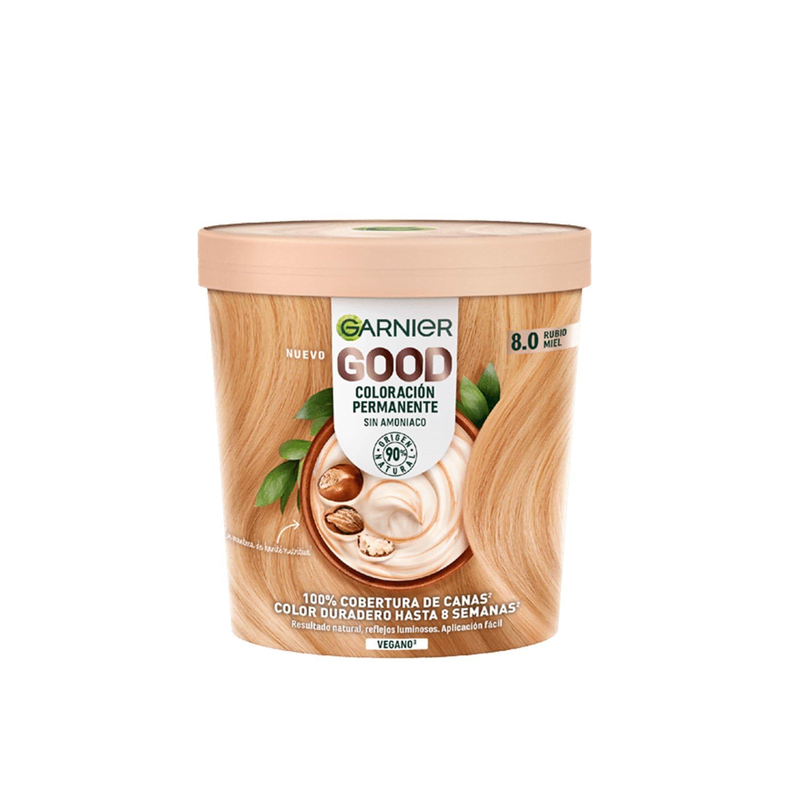 Garnier GOOD Permanent Hair Dye, 8.0 Honey Blonde, 100% Grey Coverage