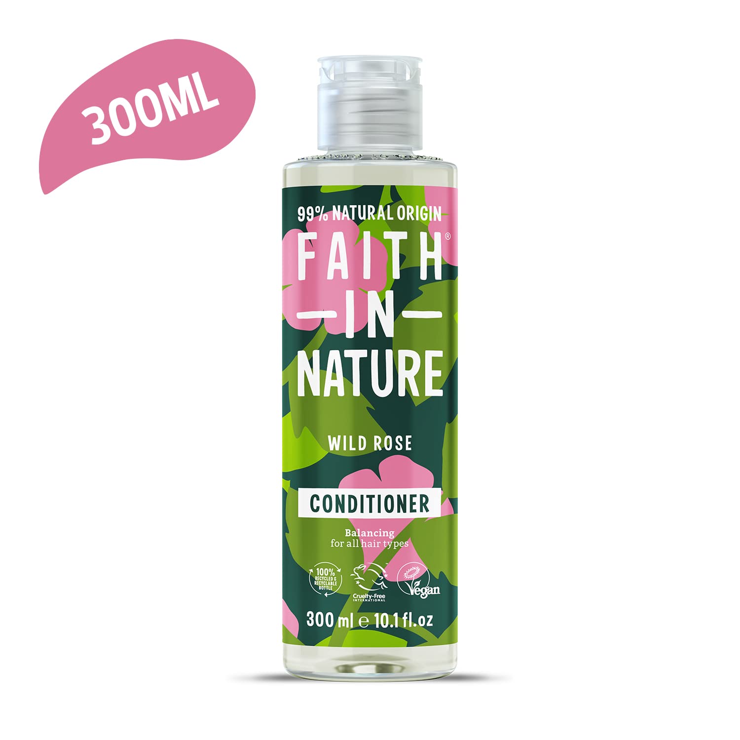 Faith In Nature Wild Rose Conditioner 300ml - Restoring, Vegan & Cruelty Free for Normal to Dry Hair