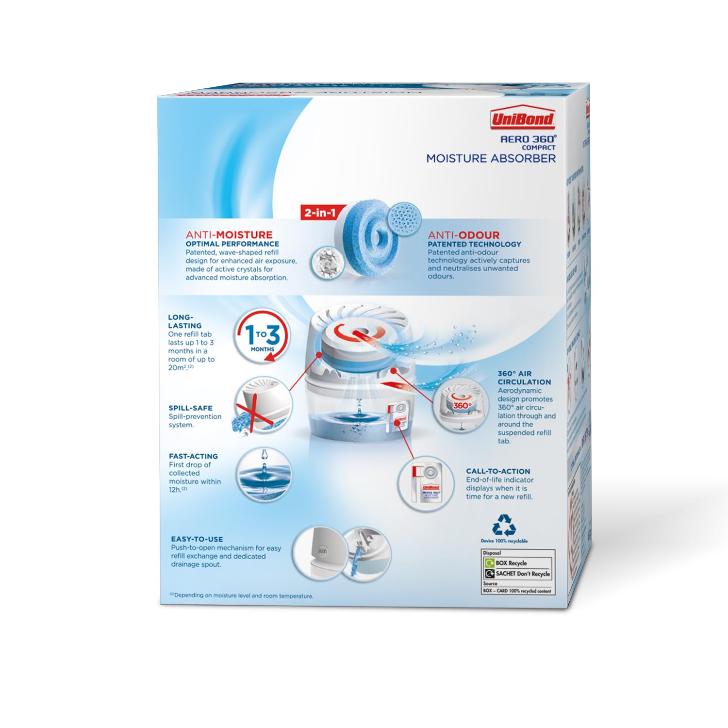 UniBond AERO 360° Humidity Absorber with 1x Refill, Dehumidifier for Rooms up to 20m² 3