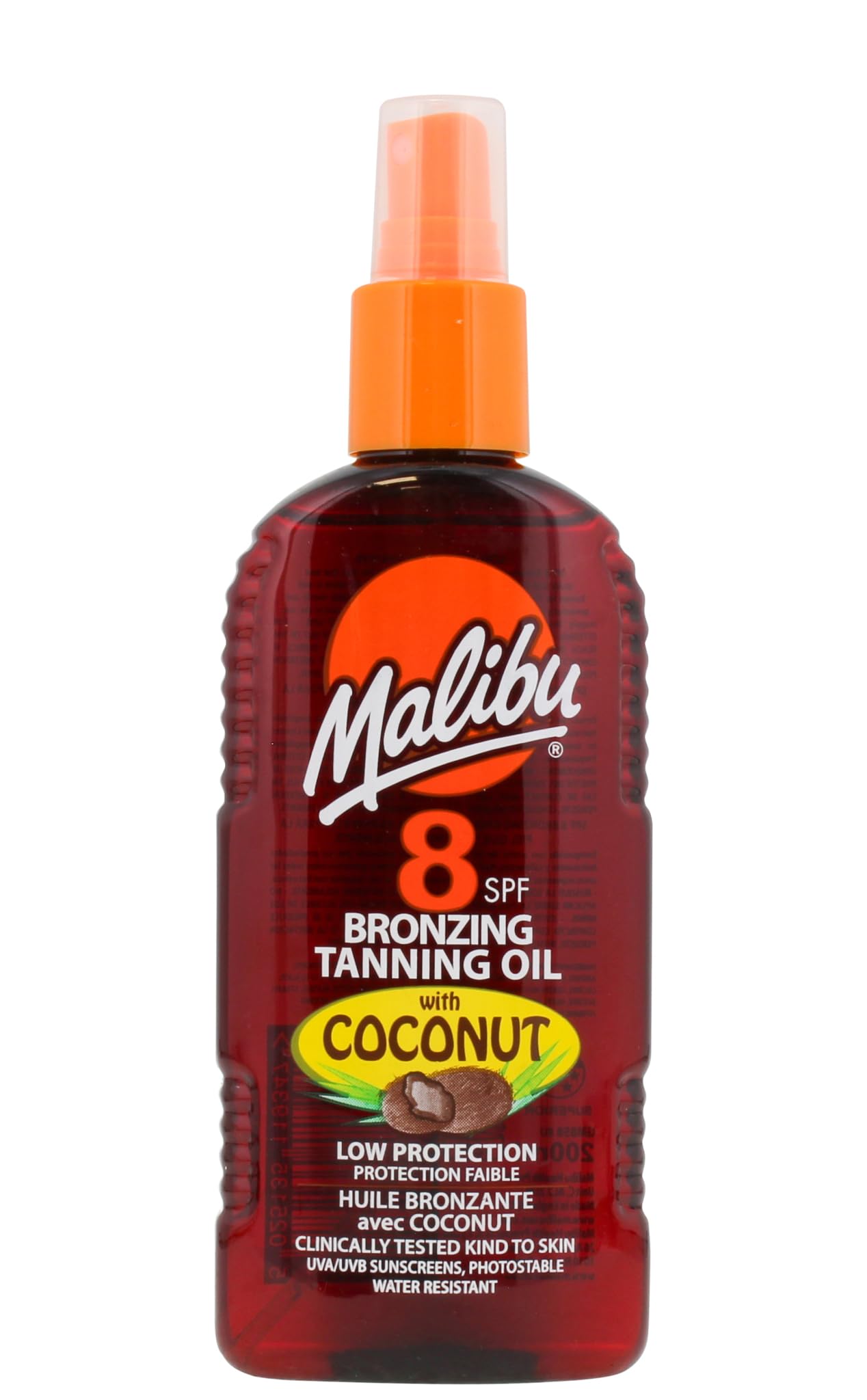 Malibu Sun SPF 8 Bronzing Tanning Oil with Coconut Scent, Water Resistant