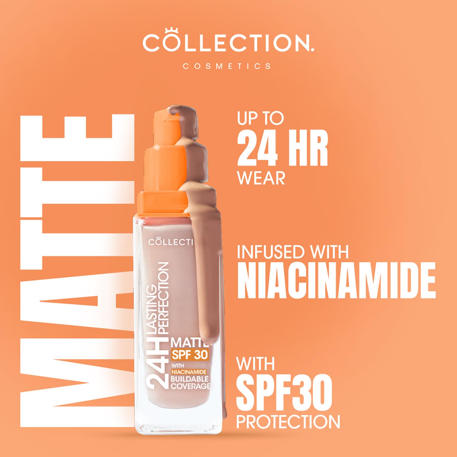 Collection Lasting Perfection Matte Foundation - Full Coverage, Anti-Ageing, 7W Biscuit Warm 27ml 3