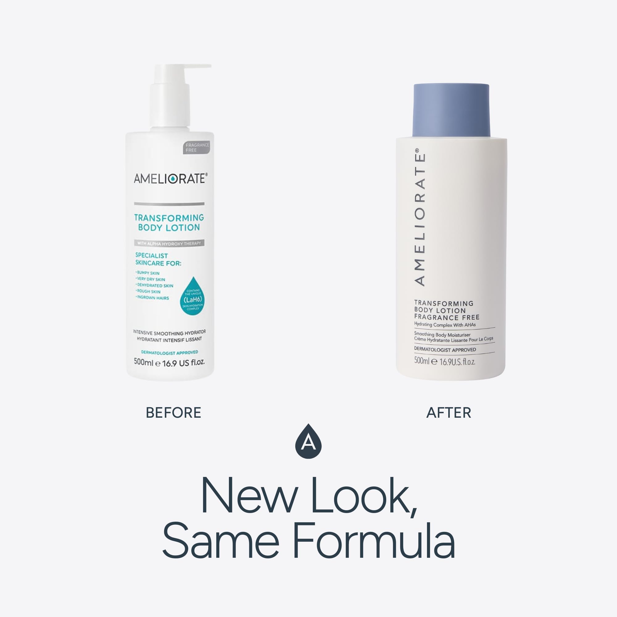 AMELIORATE Fragrance Free Transforming Body Lotion 500ml for KP, Rough Skin & Ingrown Hairs 6