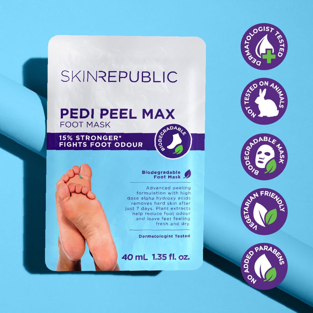 Skin Republic Pedi Foot Peel Max with 15% Stronger Acids for Cracked Heels & Odor 8