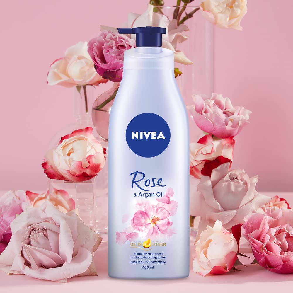 NIVEA Oil In Lotion Rose & Argan Oil - Replenishing Body Moisturizer (6 x 400ml)
