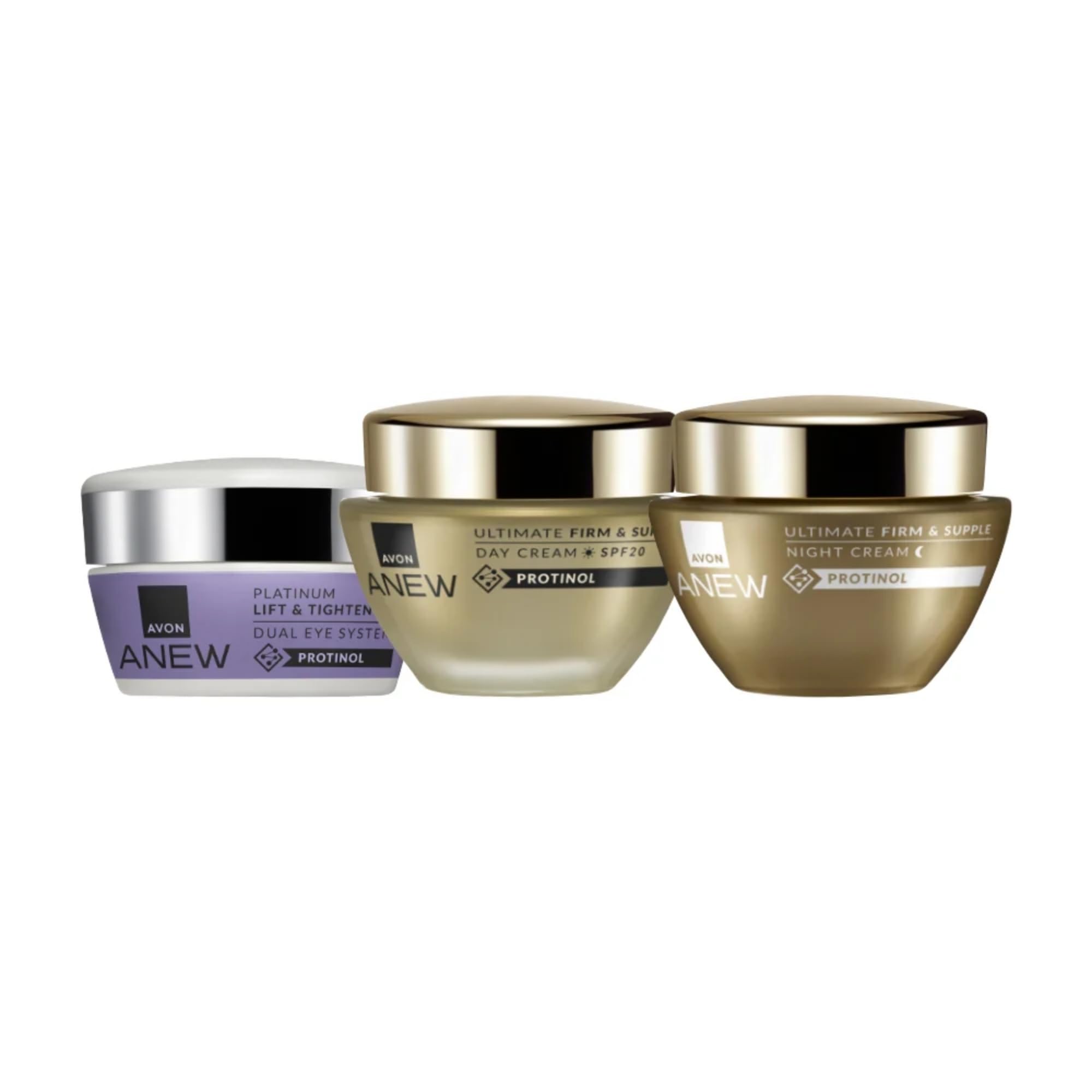 Avon Anew Ultimate Firm & Supple Skincare Set: Day Cream, Night Cream, and Eye Cream