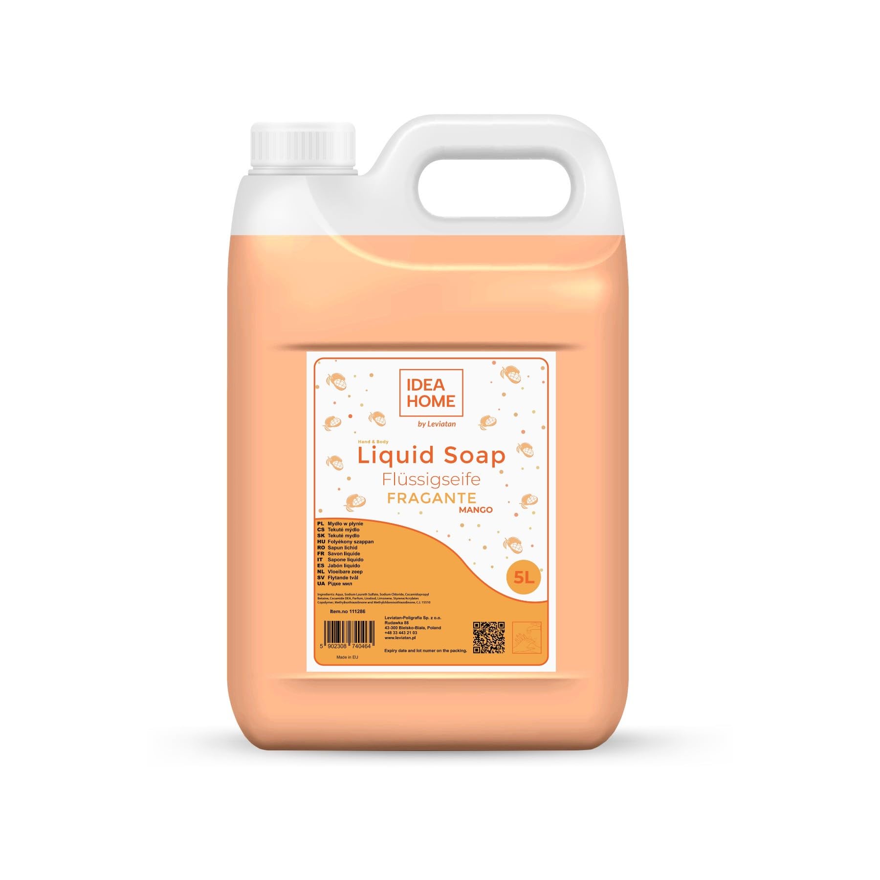 IDEA HOME FRAGANTE Liquid Hand Soap 5L - Mango Scented Cream Soap Rich in Vitamins 7