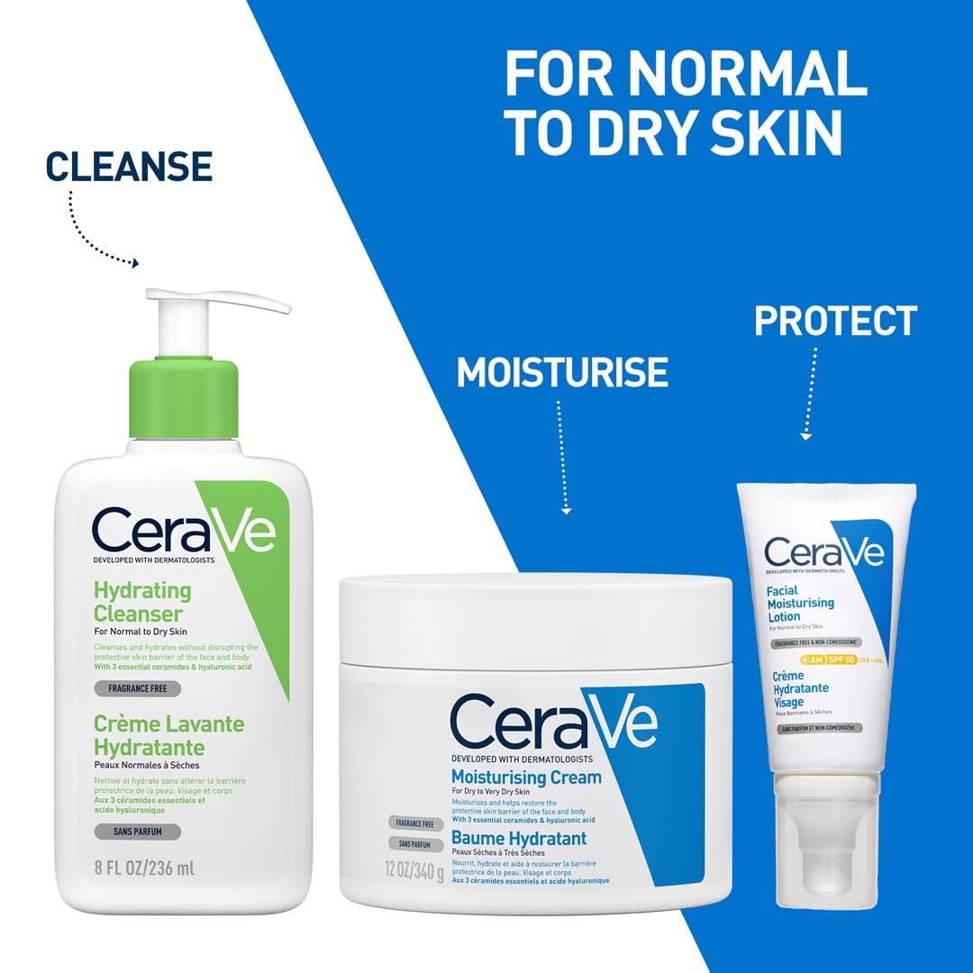 CeraVe AM Facial Moisturising Lotion SPF 50 for Normal to Dry Skin 52ml with UV Protection 7