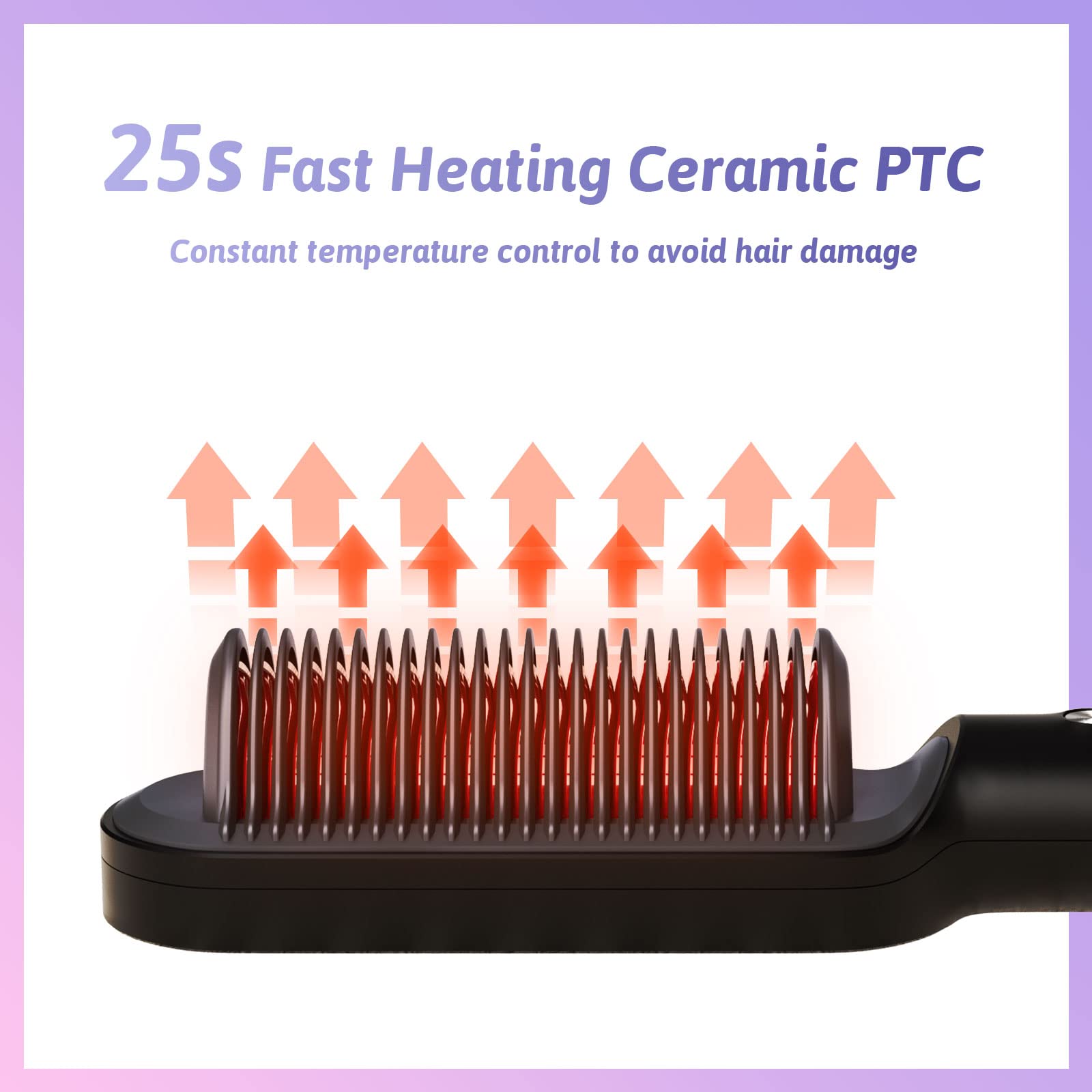 VKK Fast Heating Hair Straightener Brush with 5 Adjustable Temperatures