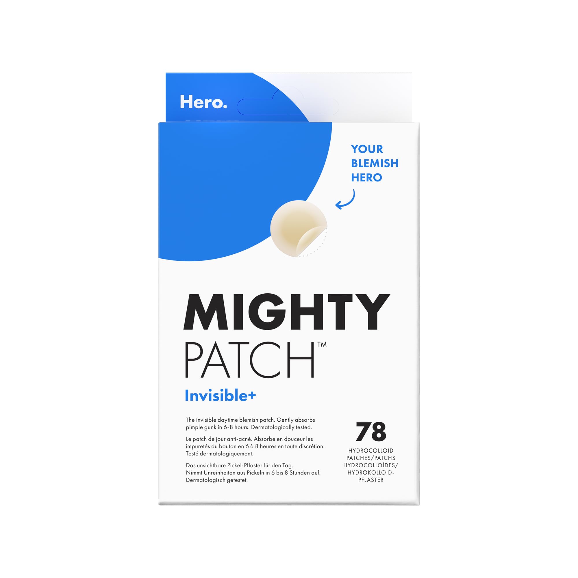 Hero Cosmetics Mighty Patch Invisible+ Daytime Acne Spot Patches - 78 Clear Hydrocolloid Pimple Stickers