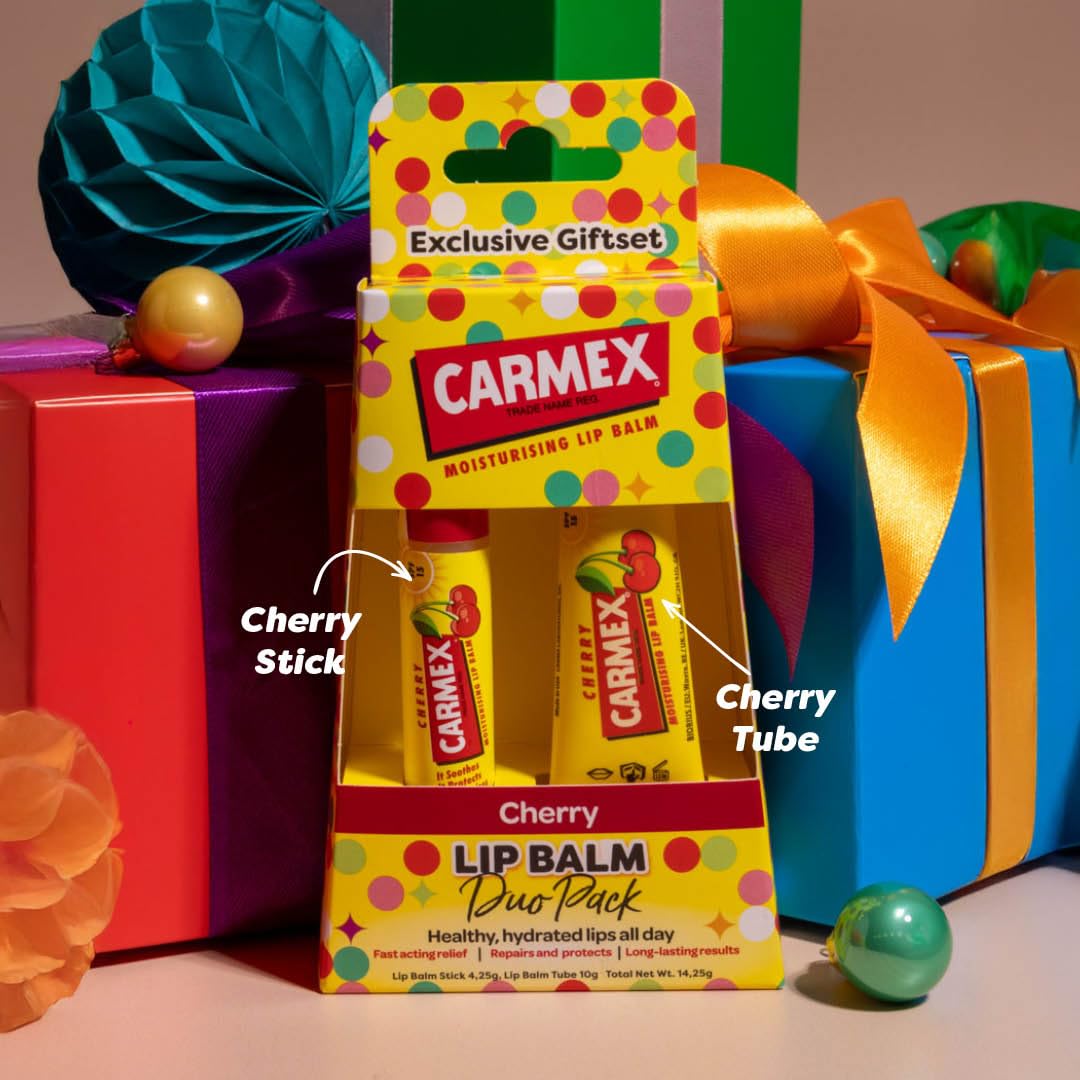 Carmex Cherry Lip Balm Set (Stick & Tube) with SPF 15 Protection 3