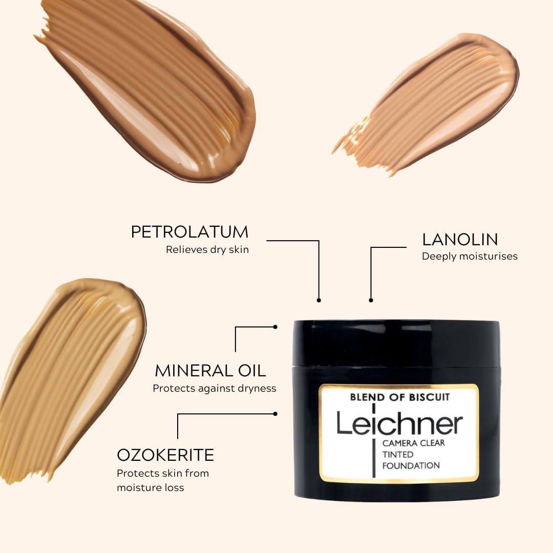 Leichner Camera Clear Tinted Foundation - Biscuit Shade for Flawless, Hydrating Coverage