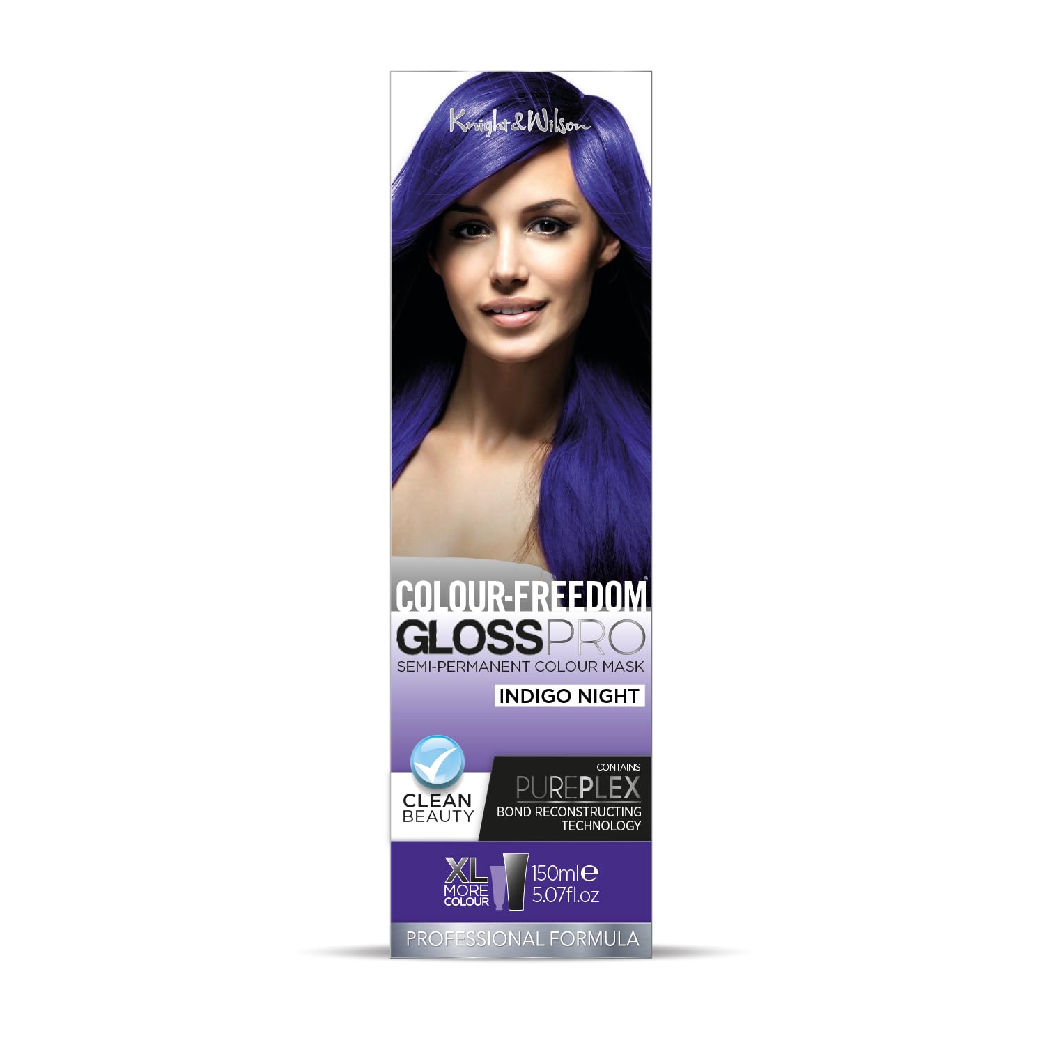 Knight & Wilson Colour Freedom Gloss Pro Indigo Semi-Permanent Hair Colour Mask 150ml with PurePlex