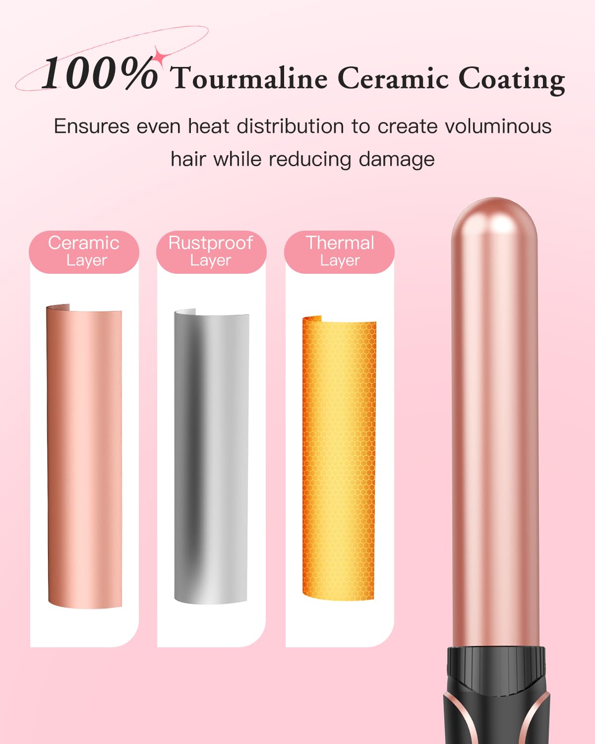 BESTOPE PRO 5-in-1 Ceramic Hair Curler Wand Set (9-32mm) with 2 Temperature Settings for All Hair Types 8