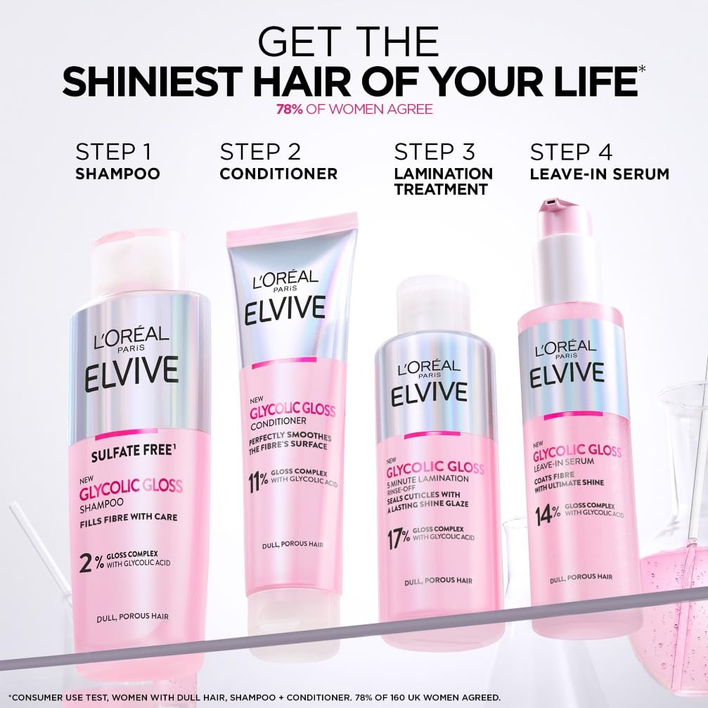 L'Oréal Paris Elvive Glycolic Gloss Sulphate Free Shampoo for Dull Hair 200ml 7