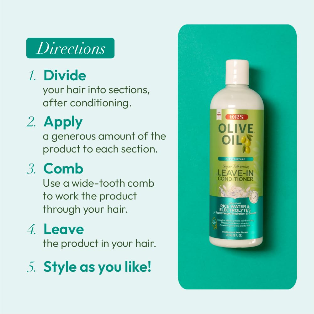 ORS Olive Oil Leave-In Conditioner with Rice Water for Ultimate Moisture & Detangling - 473ml 7