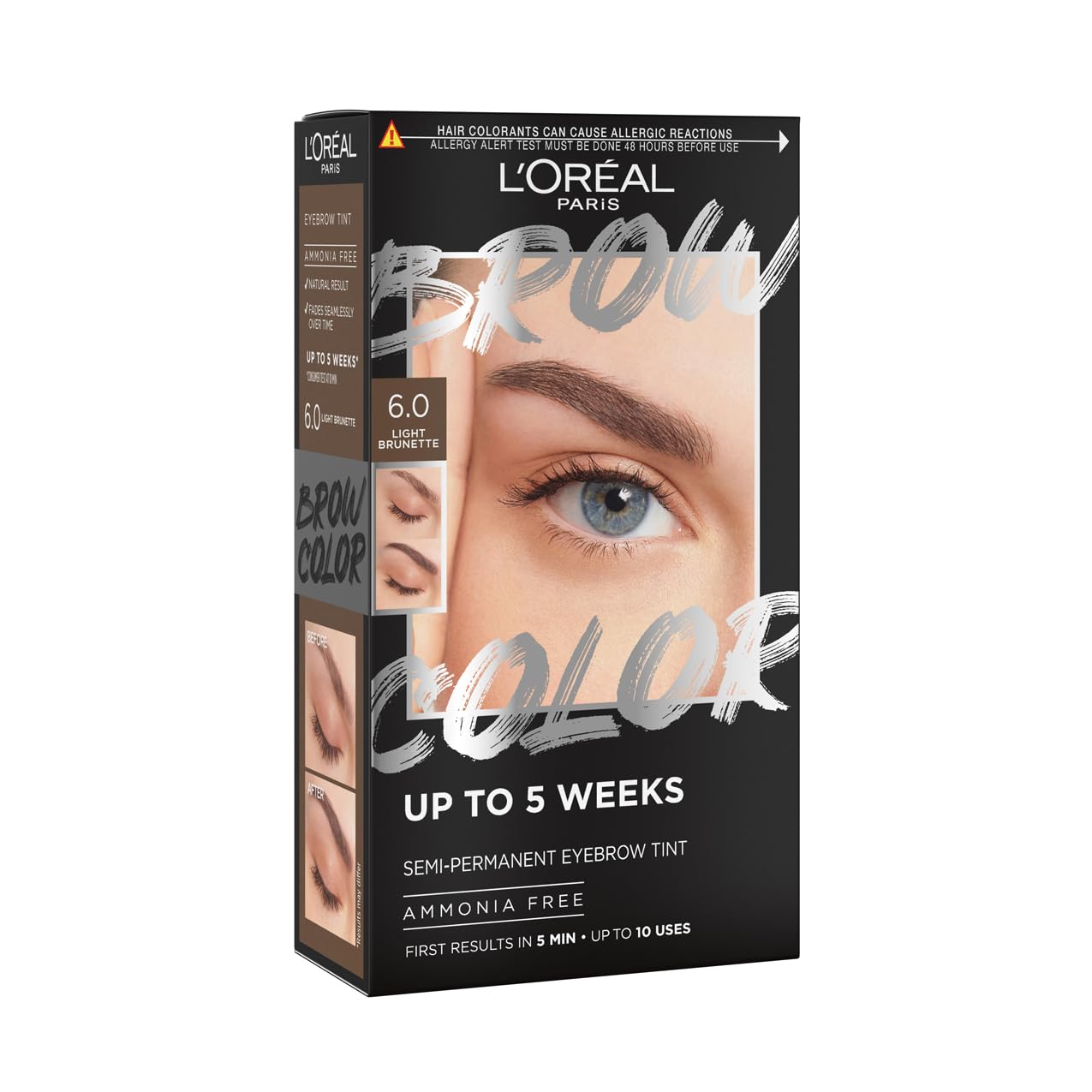 L'Oréal Paris Semi-Permanent Eyebrow Tint, Light Brunette (6.0), Lasts up to 5 Weeks