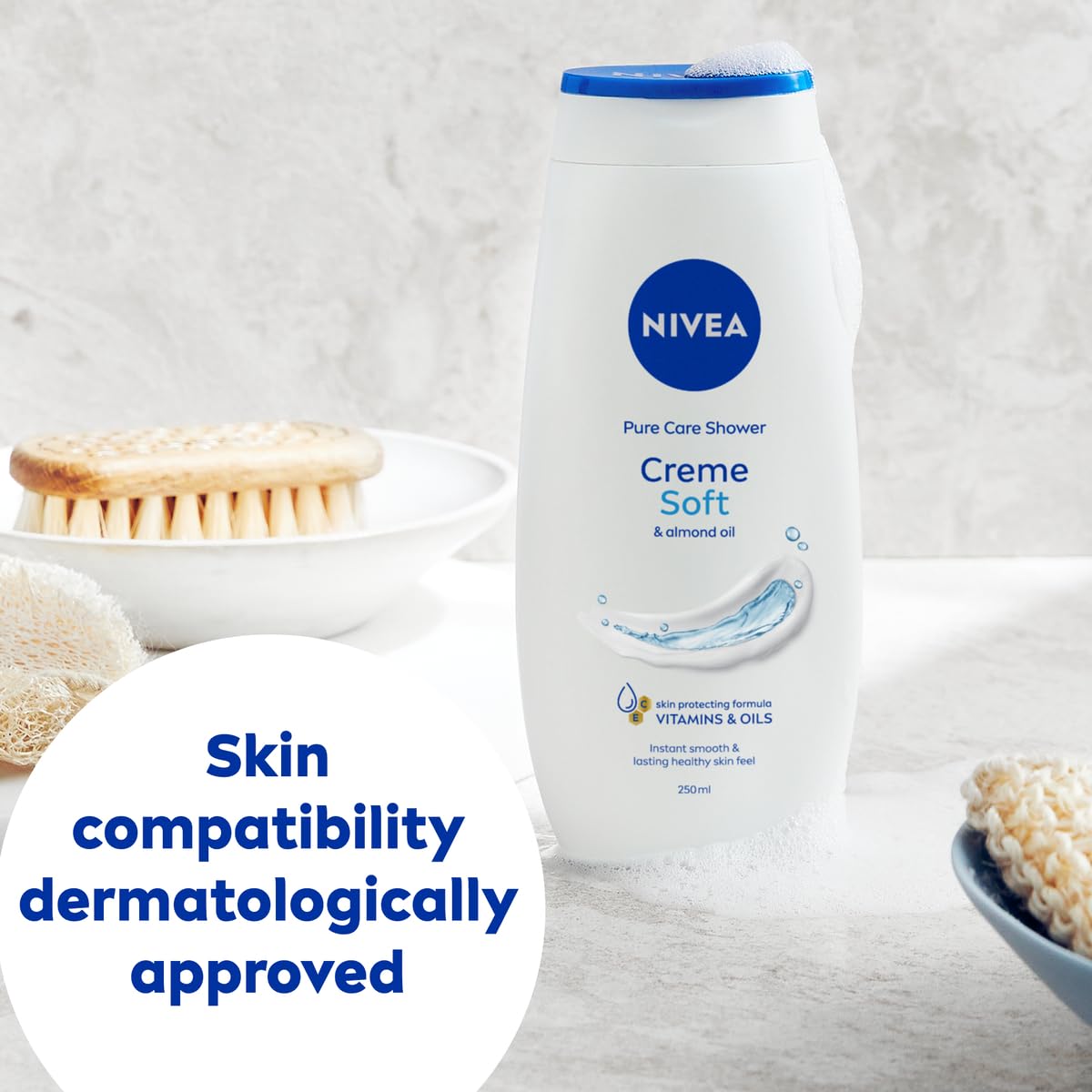 NIVEA Care Shower Creme Soft 250ml with Almond Oil, Vitamins C & E 7