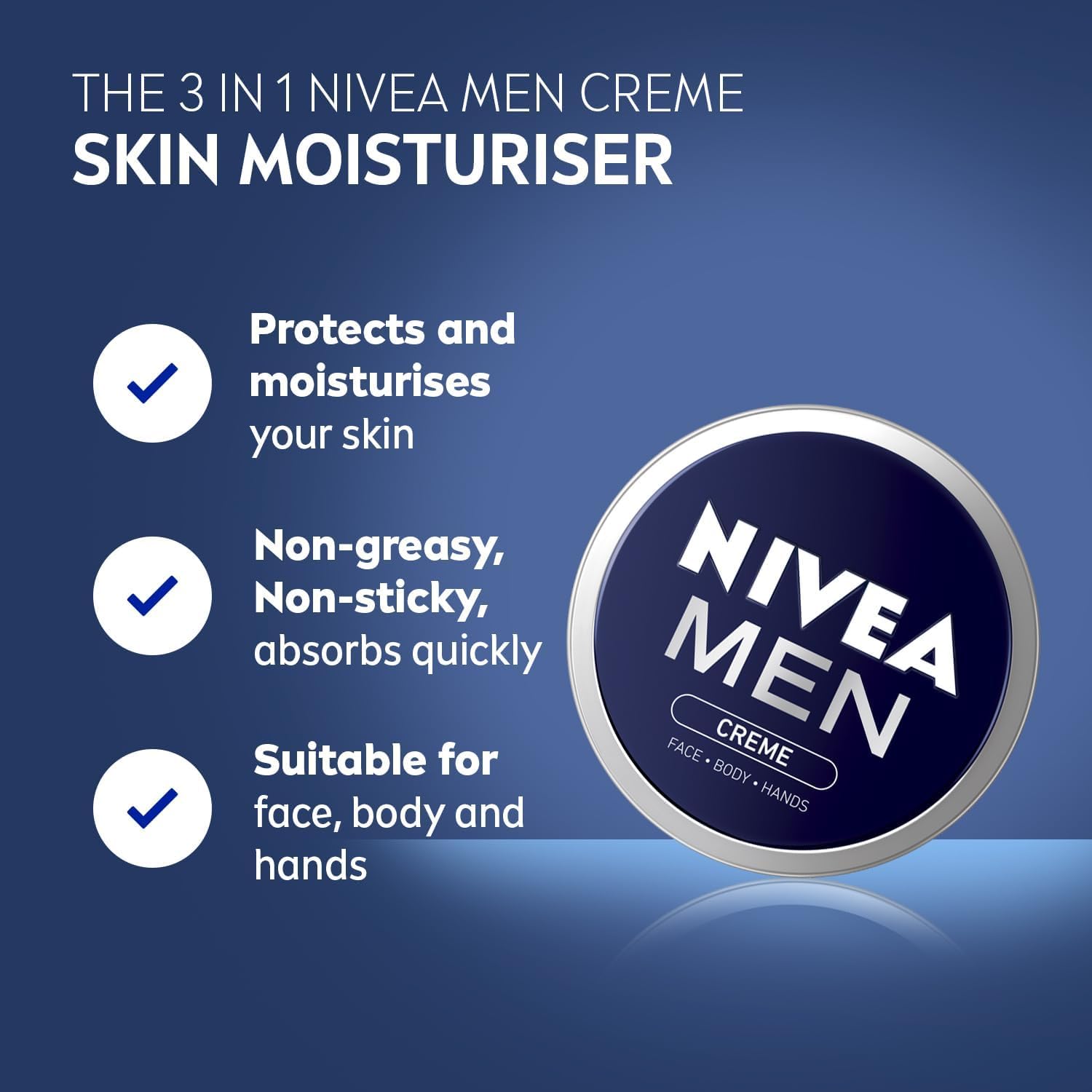 NIVEA MEN Crème Moisturiser for Face, Hand & Body with Vitamin E - 170g